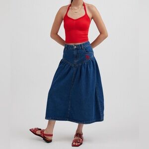 NWT Kimchi Blue Clara Broken Heart Denim Skirt Sz XS